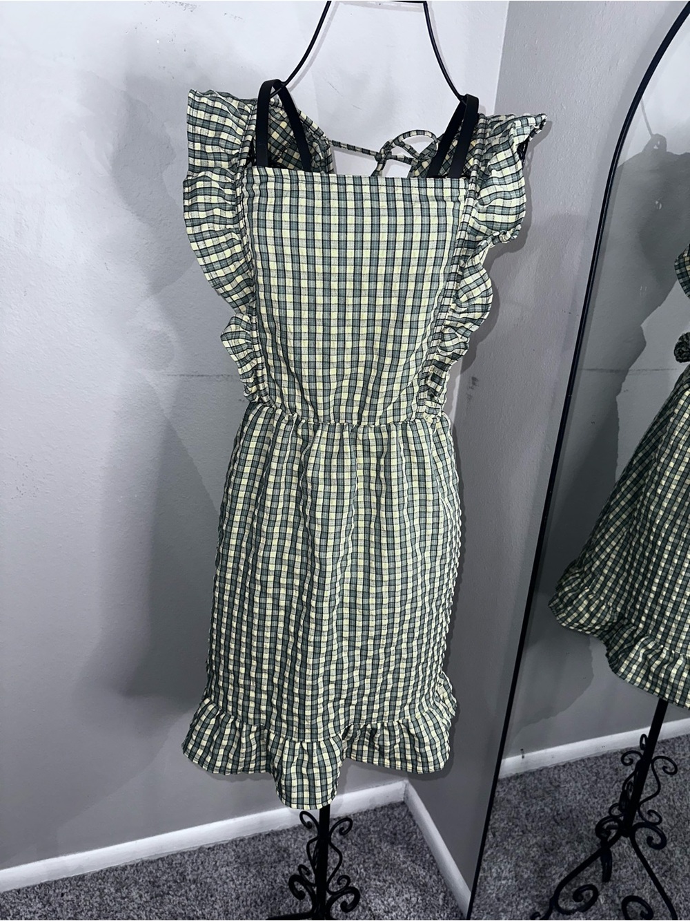 wild fable Green Gingham Ruffle Midi Dress